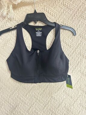 tek gear Black Front-Zip Racerback Sports Bra